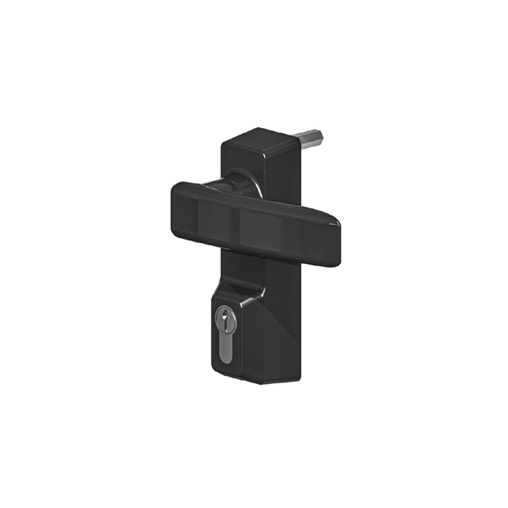 External fitting with handle for anti-panic locks