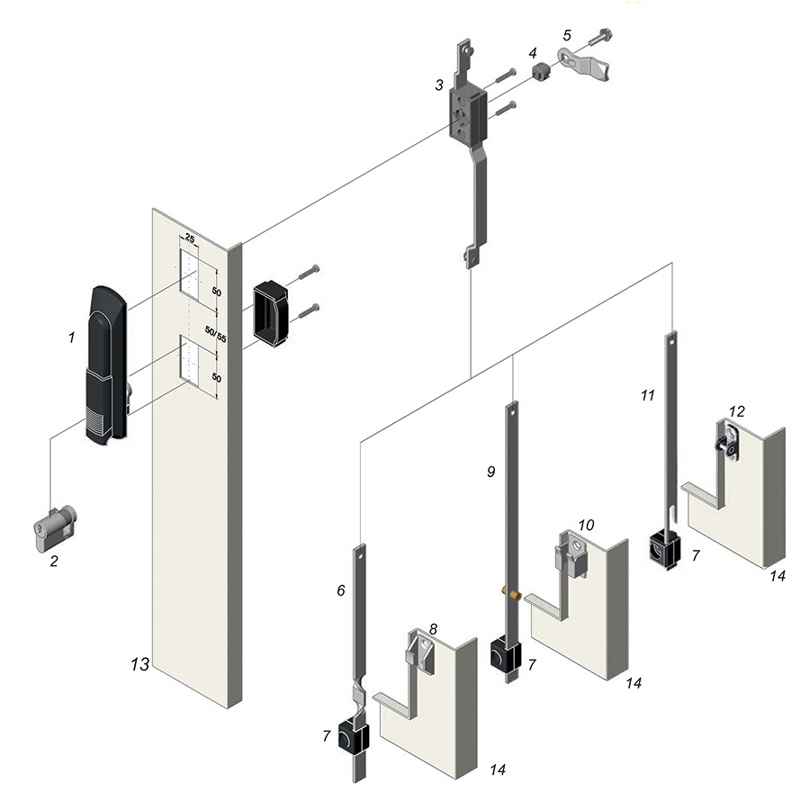Locking systems 50-55