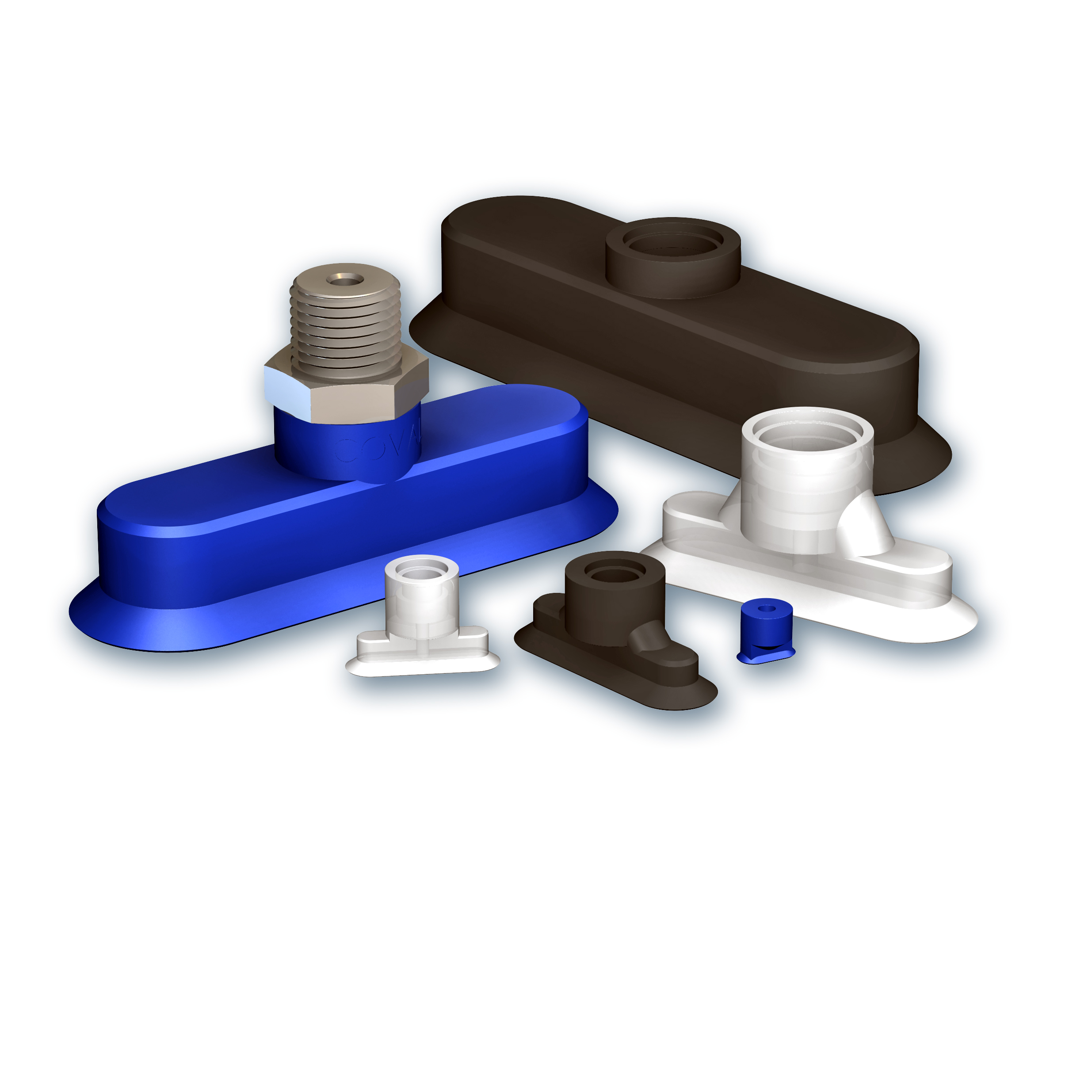 Oblong Flat Suction Cups 2x4 To 30x90 Mm, VPO Series